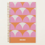 Modernes geometrisches Retro-personalisiert Planer<br><div class="desc">Moderne rosa orangefarbene geometrische Retro personalisiert minimale,  einzigartige Budget helle fett besten Verkäufer. Ideal Weihnachten,  Geburtstag,  Jubiläum,  Abschluss,  Mütter Tag,  neues Jahr,  Schuljahr Organisation.</div>