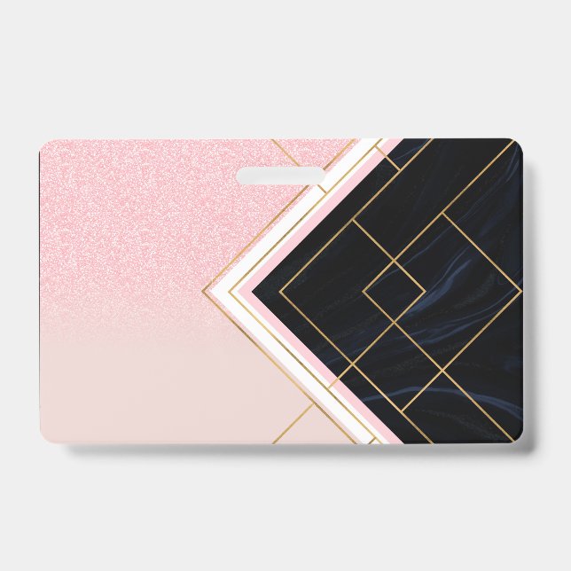 Modernes geometrisches rosa goldfarbenes Design Ausweis (Vorderseite)