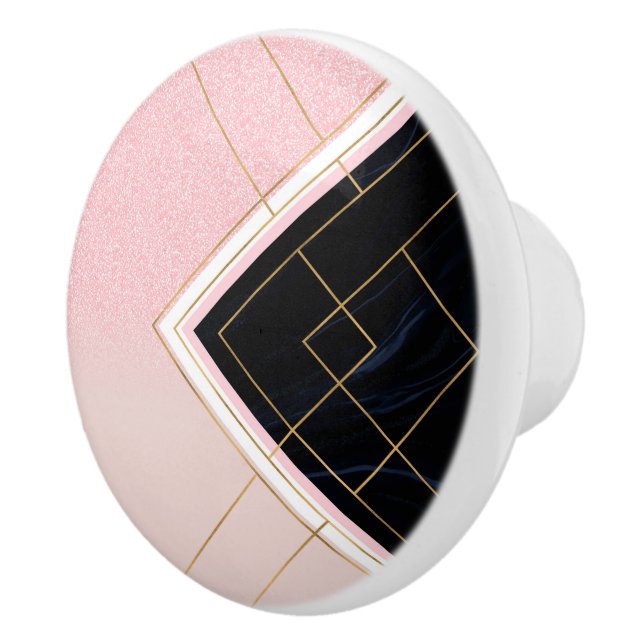 Modernes geometrisches rosa goldfarbenes Design Keramikknauf (Rechts)