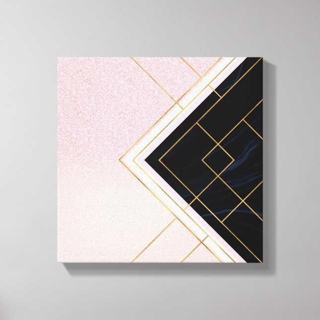 Modernes geometrisches rosa goldfarbenes Design Leinwanddruck (Vorderseite)