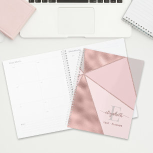 Modernes geometrisches Rose-Monogramm Planer