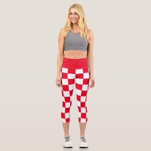 Modernes geometrisches Rot überprüft Capri Leggings