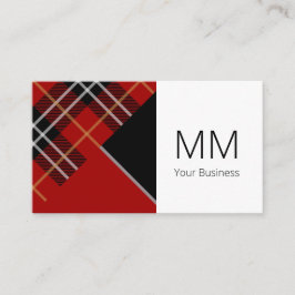 Modernes geometrisches Rotes Tartan Kariert Person Visitenkarte
