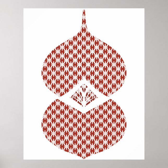 Modernes geometrisches Rotes Weiß Mitte des Jahrhu Poster (Vorne)