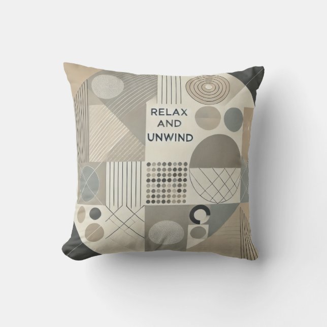 Modernes geometrisches Schubkissen - Relax und Ent Kissen (Vorderseite)