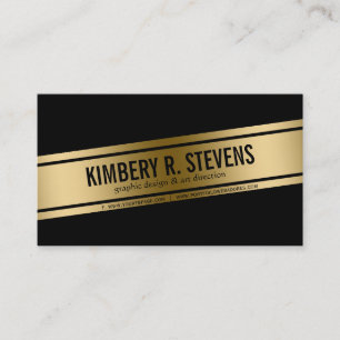 Modernes geometrisches Schwarz & Gold Design Visitenkarte
