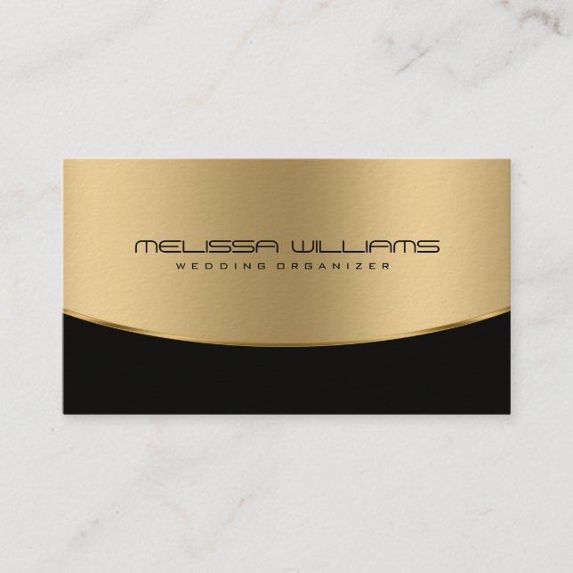 Modernes geometrisches Schwarz & Shiny Gold Design Visitenkarte (Vorderseite)