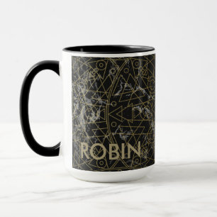 Modernes geometrisches Schwarz und Gold Mandala Tasse