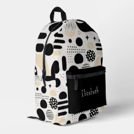 Modernes geometrisches Schwarz-weißes Abstraktes P Bedruckter Rucksack