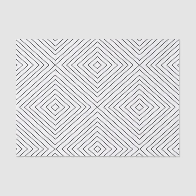Modernes geometrisches schwarze Quadrat-Muster auf Seidenpapier (Vorderseite)