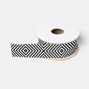 Modernes geometrisches Schwarzweiss-Diamant-Muster Ripsband