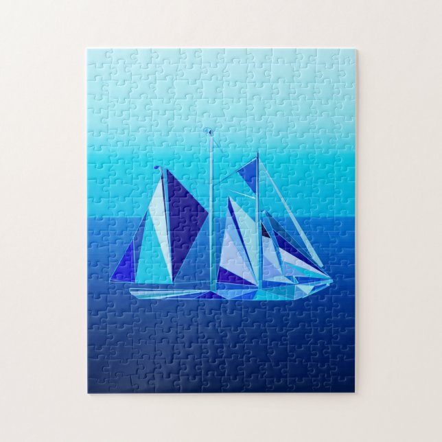 Modernes geometrisches Segelboot / Yacht, Cobalt B (Vertikal)