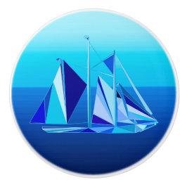 Modernes geometrisches Segelboot / Yacht, Cobalt B Keramikknauf