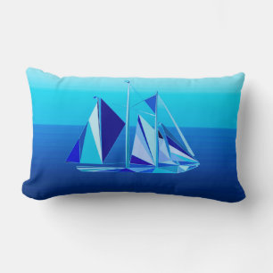 Modernes geometrisches Segelboot / Yacht, Cobalt B Lendenkissen