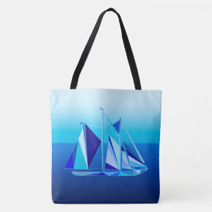 Modernes geometrisches Segelboot / Yacht, Cobalt B Tasche