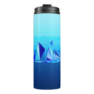 Modernes geometrisches Segelboot / Yacht, Cobalt B Thermosbecher
