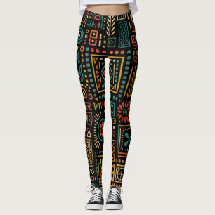 Modernes, geometrisches Stammesmuster Leggings
