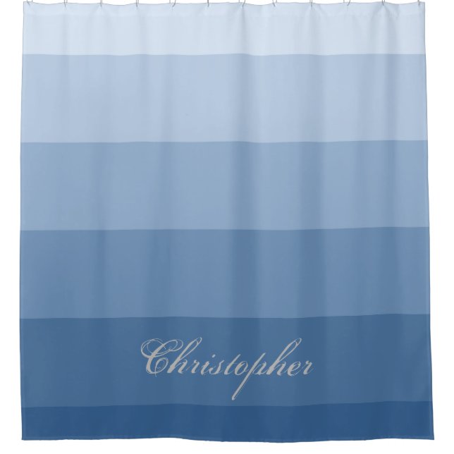 Modernes geometrisches Steigungs-Blau mit Duschvorhang (Vorderseite)