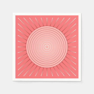 Modernes geometrisches Sunburst - Deep Coral Pink Serviette