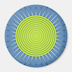 Modernes geometrisches Sunburst - Limon und Denim Magnet