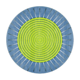 Modernes geometrisches Sunburst - Limon und Denim  Schneidebrett