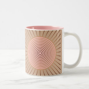 Modernes geometrisches Sunburst - Peach and Tan Zweifarbige Tasse