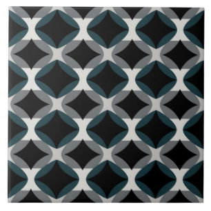 Modernes geometrisches Tile - Schwarz-Graues Muste Fliese