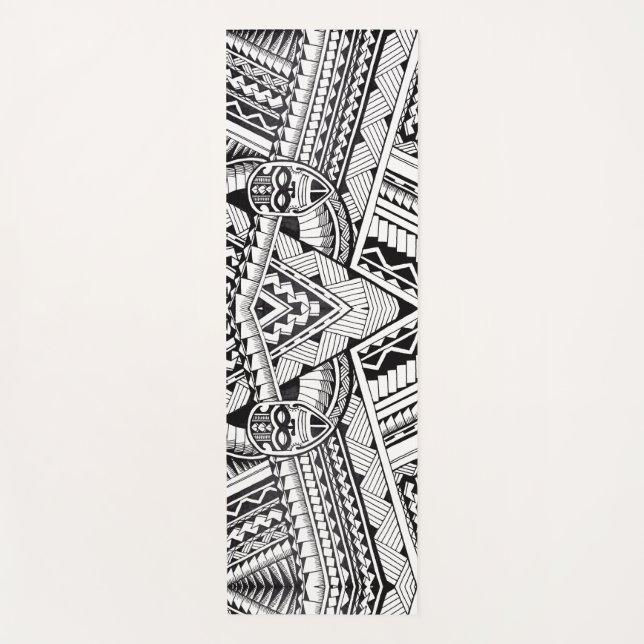 Modernes, geometrisches Tribal-Muster aus Schwarz  Yogamatte (Vorderseite)