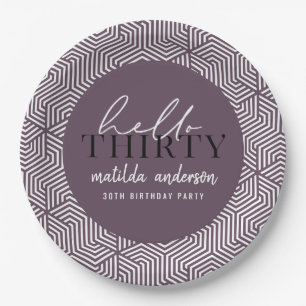 Modernes geometrisches und skritisches 30. Party Pappteller