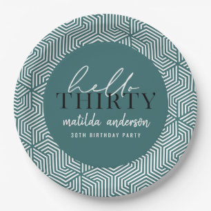 Modernes geometrisches und skritisches 30. Party Pappteller