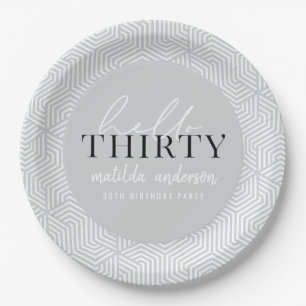 Modernes geometrisches und skritisches 30. Party Pappteller