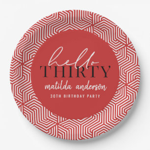 Modernes geometrisches und skritisches 30. Party Pappteller