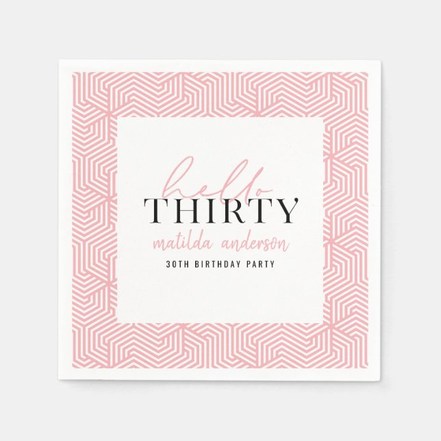 Modernes geometrisches und skritisches 30. Party Serviette (Vorderseite)
