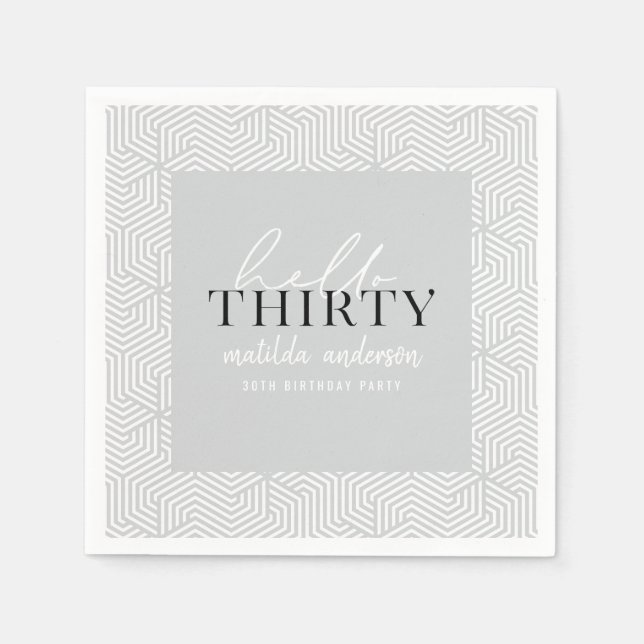 Modernes geometrisches und skritisches 30. Party Serviette (Vorderseite)