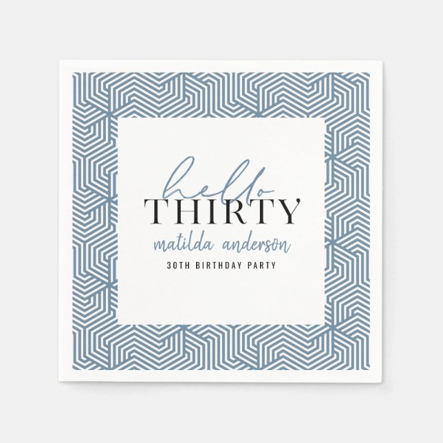 Modernes geometrisches und skritisches 30. Party Serviette (Vorderseite)