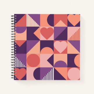 Modernes, geometrisches Valentindesign Notizbuch