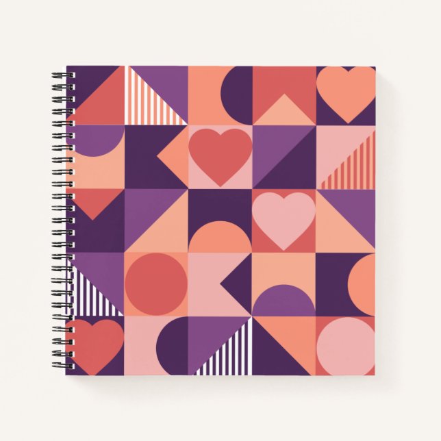 Modernes, geometrisches Valentindesign Notizbuch (Vorderseite)