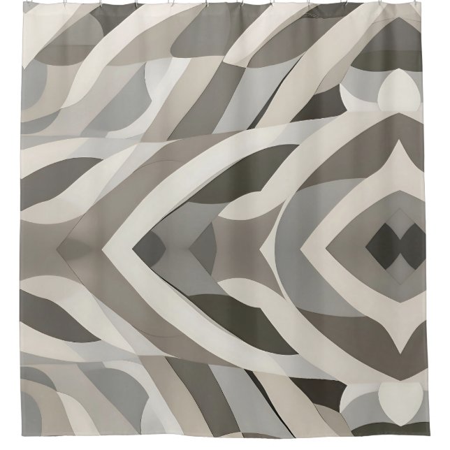 Modernes geometrisches Wave Gemustert Duschvorhang (Vorderseite)