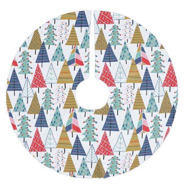 Modernes geometrisches Weihnachtsbaummuster für Re Polyester Weihnachtsbaumdecke (Vorderseite)