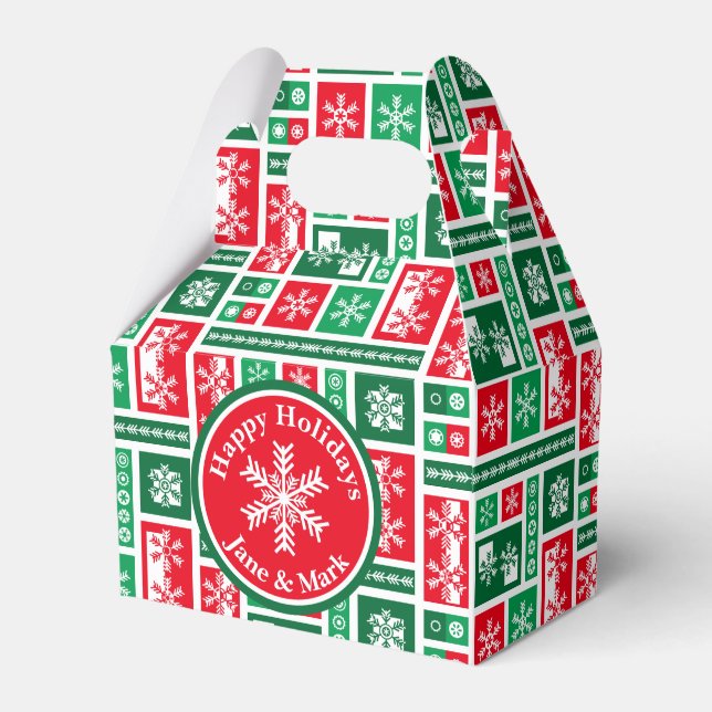 Modernes geometrisches Weihnachtsschneeflockenmust Geschenkschachtel (Vorderseite)