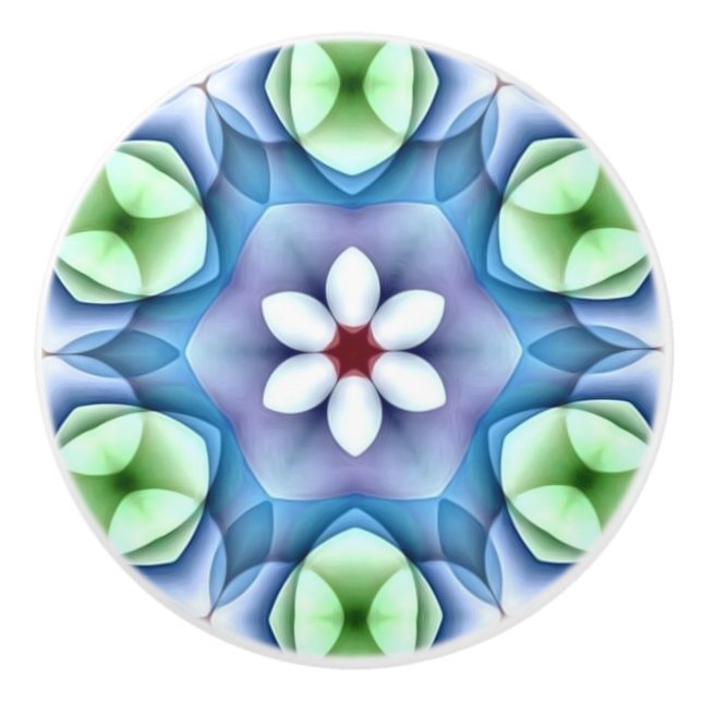 Modernes geometrisches weißes Gänseblümchen Keramikknauf (Vorderseite)
