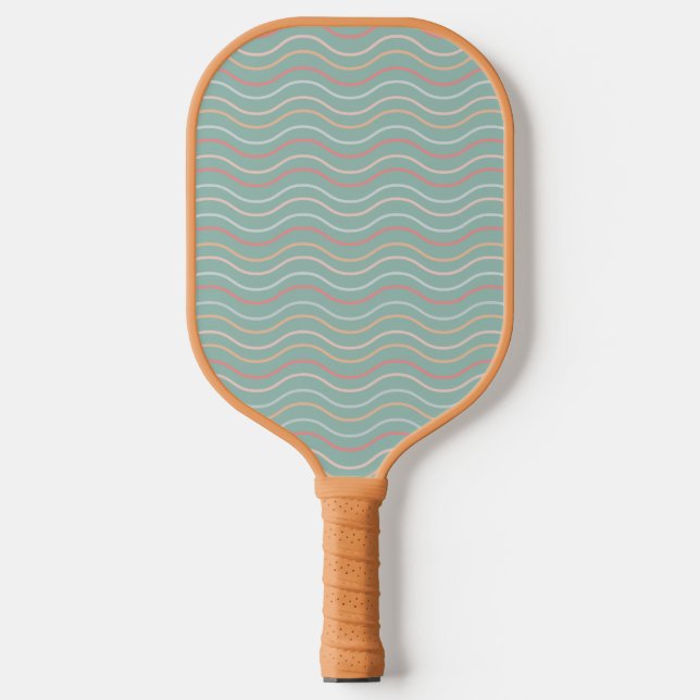 Modernes geometrisches Wellenmuster Pickleball Schläger (Vorderseite)