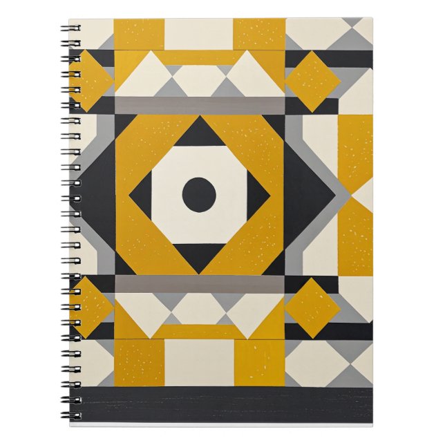 Modernes geometrisches Yellow & Gray Spiral Notebo Notizblock (Vorderseite)