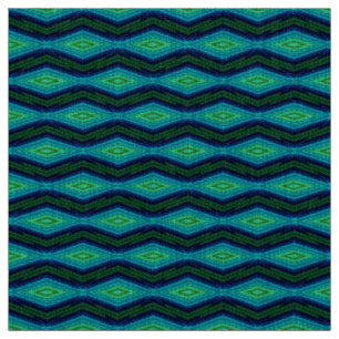 Modernes geometrisches Zickzackmuster blau und grü Stoff