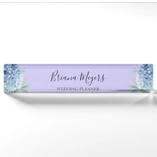 Modernes Geschäft mit Blumenlavender Hydrangeas Namensplakette