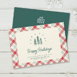 Modernes Geschäft mit rustikalen Bäumen Retro-Logo Feiertagskarte<br><div class="desc">Moderner rustikaler Charme vermitteln Ihren Weg! 🌲 Passen Sie Ihre Grüße mit unserer Whimsical Trees & Retro Turquoise Kariert Card an. Warme Wünsche für eine schöne Ferienzeit! 🎄 #BusinessHolidayCard #RusticCharm</div>