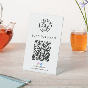 Modernes Geschäftslogo Kontaktloses QR-Code-Menü Sockelschild