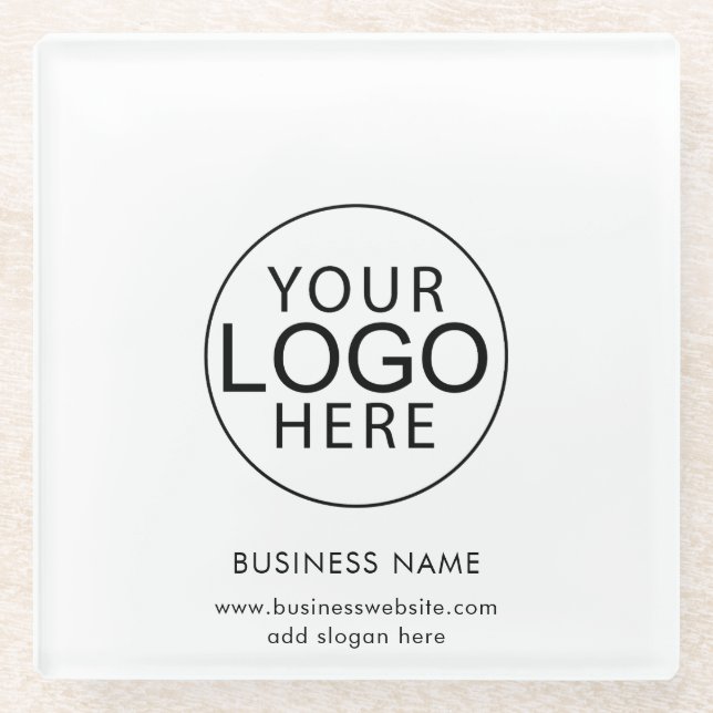 Modernes Geschäftslogo und Website Glasuntersetzer (Vorderseite)