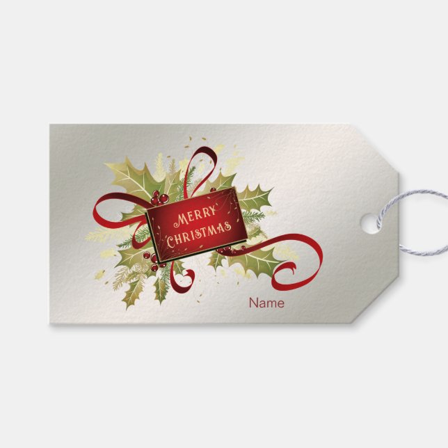 Modernes Geschenk für den Weihnachtsfeiertag Geschenkanhänger (Vorderseite (Horizontal))