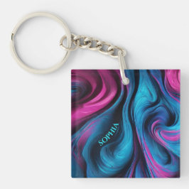 Modernes Geschenk für Ihr Blau und Rosa- Schlüsselanhänger